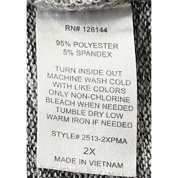 OLIVIA BLU LONG DOLMAN SLEEVES PULL-OVER TOP, WOMENS, 2X, GREY FUCHSIA FLORAL - Picture 10 of 10